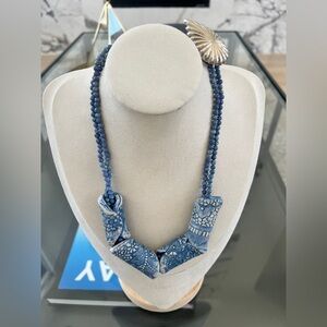 Blue Strands Costume Necklace